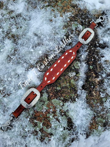 Mahogany Leather Wither Strap with White Buckstitch