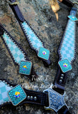 Turquoise & White Checker Tack Set with Bling Conchos