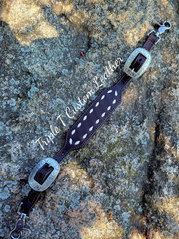 Chocolate Leather Wither Strap with White Buckstitch