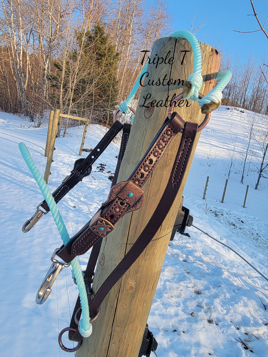 Turquoise Rope Game Changer Headsetter with Chocolate Leather & Copper ...