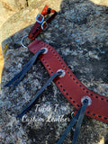 Mahogany Leather Tripping Collar with Black Buckstitch and Ties