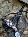 Black & White Checkered Inlay Noseband on Black Muletape Halter