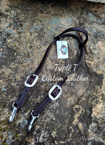 Chocolate Leather Short Cheek Quick Change Headstall