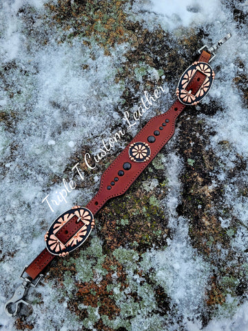 Mahogany Leather Wither Strap with Black Studs