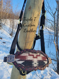 Wool Inlay & Burgundy Buckstitch Bronc Noseband on Black Nylon Halter