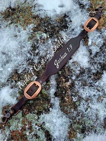"Joshua 1:9" Wither Strap on Chocolate Leather