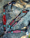 Red Laredo Tack Set with Turquoise Conchos