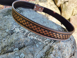 Quilted Dots Handtooled Leather Belt