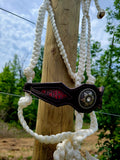 Pink Gator Inlay Bronc Noseband on White Muletape Halter