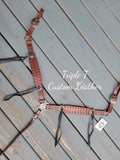 Mahogany Leather Breastcollar with Black Buckstitch & Blood Knot Fringe