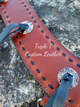 Mahogany Leather Tripping Collar with Black Buckstitch and Ties