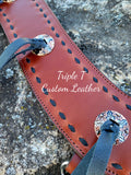Mahogany Leather Tripping Collar with Black Buckstitch and Ties