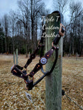Chocolate Leather Halter with Copper Studs & Conchos