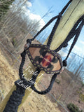 Olive & Tans Wool Inlay Noseband on Black Muletape Halter