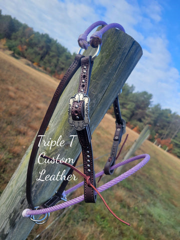 Purple Rope Game Changer in Chocolate Leather with Purple Buckstitch