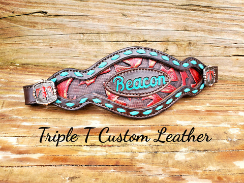 Custom Buckstitch Inlay Noseband with Name – TTT-Custom-Leather-