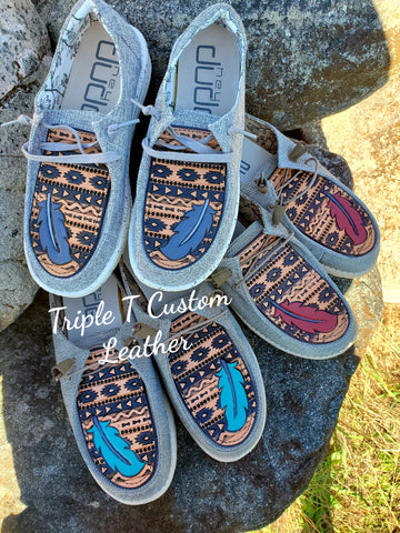Aztec Custom Leather Topped Shoes- Women's