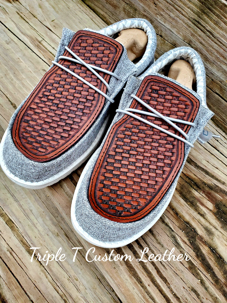 Men's Custom Basketweave Tooled Leather Shoes – TTT-Custom-Leather-