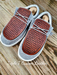 Men's Custom Basketweave Tooled Leather Shoes