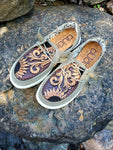 Sunflower & Spiral Tooled Custom Leather Topped Shoes
