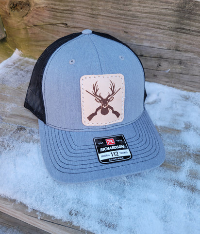 Buck & Crossed Rifles Leather Patch Hat