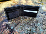 Dark Chocolate Brown Handtooled Weave Pattern Bifold Wallet