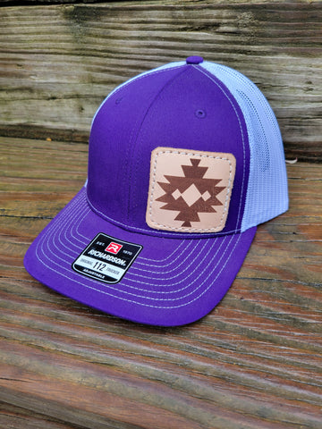 Small Aztec Leather Patch Hat