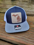 Michigan Flag Silhouette Leather Patch Hat